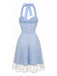 50er Netzkleid mit Blumenstickerei und Neckholder