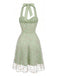 50er Netzkleid mit Blumenstickerei und Neckholder