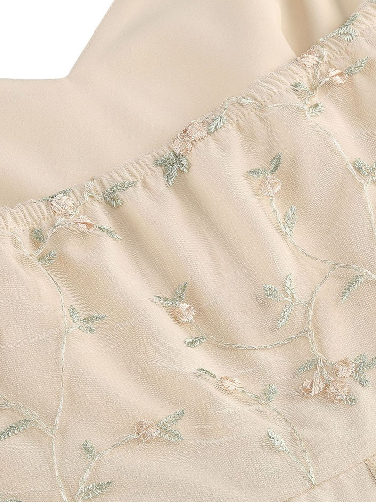50er Netzkleid mit Blumenstickerei und Neckholder