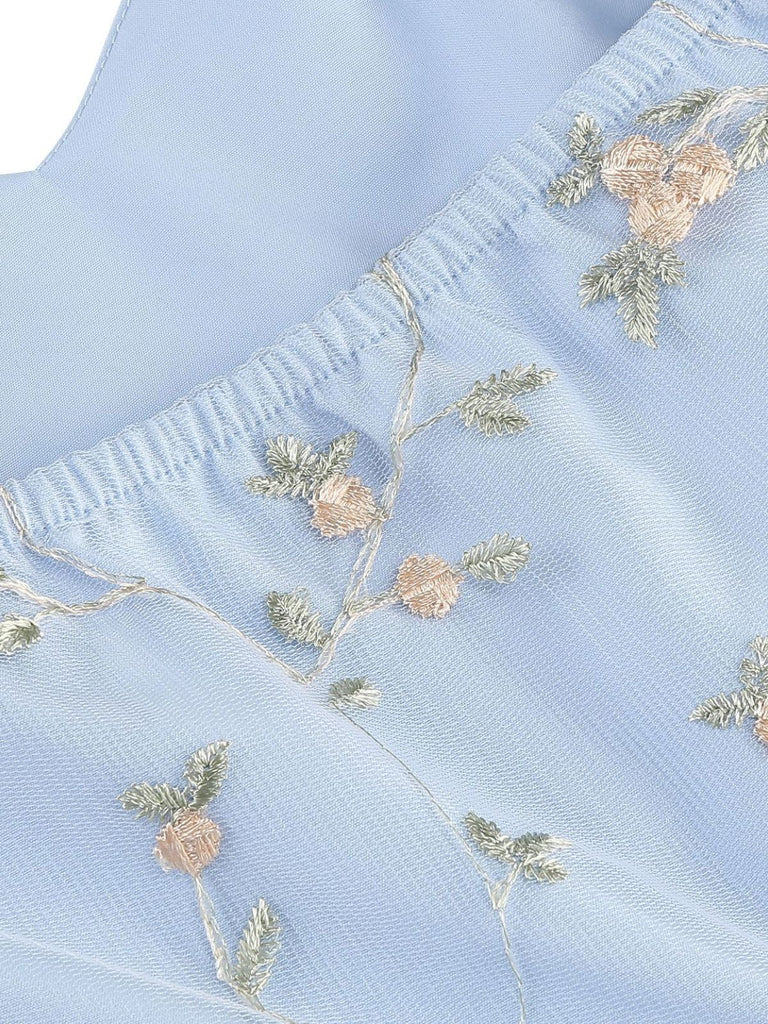 50er Netzkleid mit Blumenstickerei und Neckholder