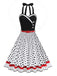 50er Ärmelloses Kleid mit Neckholder und Blumen