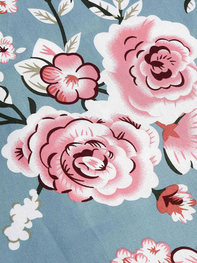 50er Ärmelloses Kleid mit Neckholder und Blumen