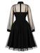 50er Netz-Kleid mit Schleife und Langarm