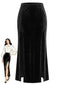 Schwarzer 30er Samt-Midirock mit Seitenschlitzen