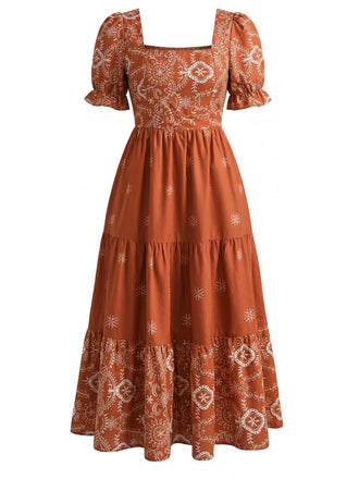 70er Stufenkleid mit Puffärmeln
