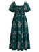 [Übergröße] Grünes 70er Boho-Maxikleid mit Stickerei