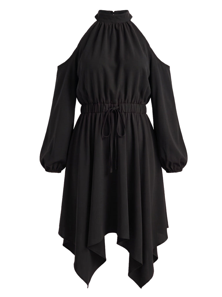 [Übergröße] 70er Cold-Shoulder Kleid
