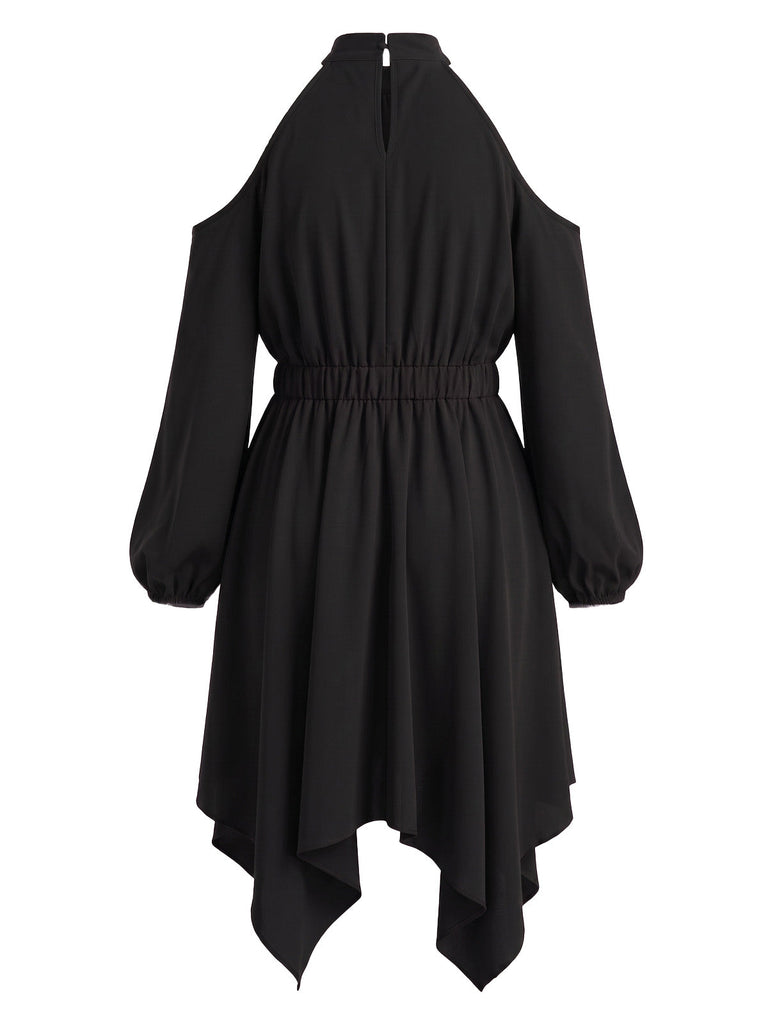[Übergröße] 70er Cold-Shoulder Kleid