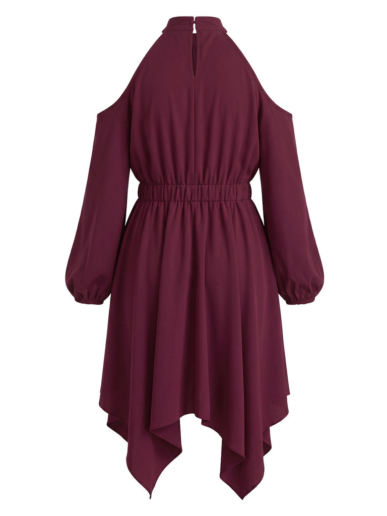 [Übergröße] 70er Cold-Shoulder Kleid
