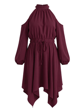 [Übergröße] 70er Cold-Shoulder Kleid
