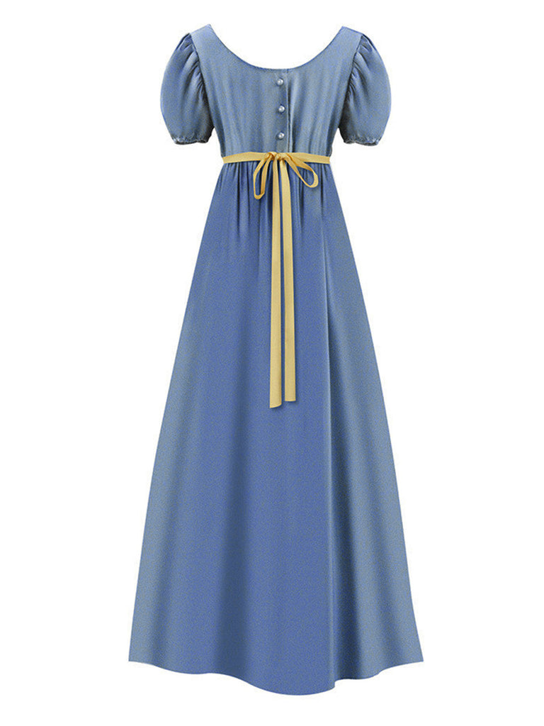 30er Kleid mit Empire-Taille und Kontrastgürtel