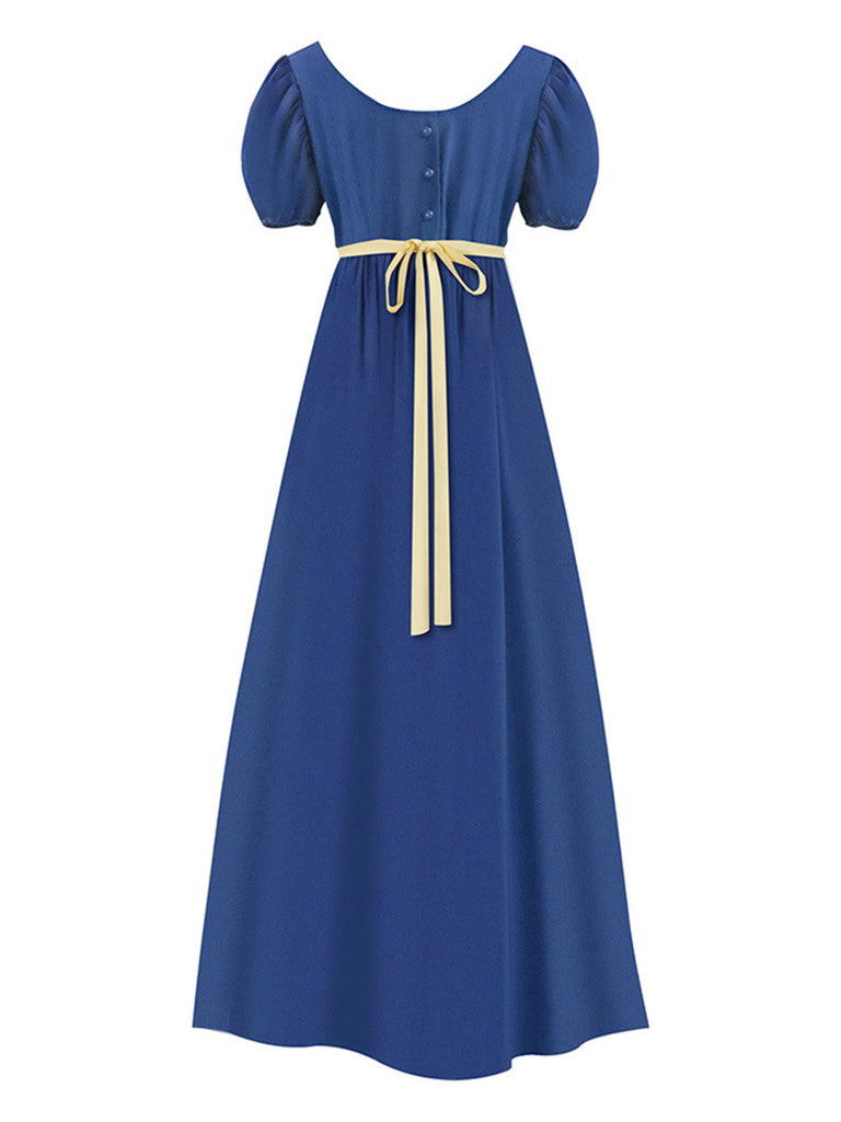 30er Kleid mit Empire-Taille und Kontrastgürtel