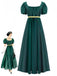 30er Kleid mit Empire-Taille und Kontrastgürtel