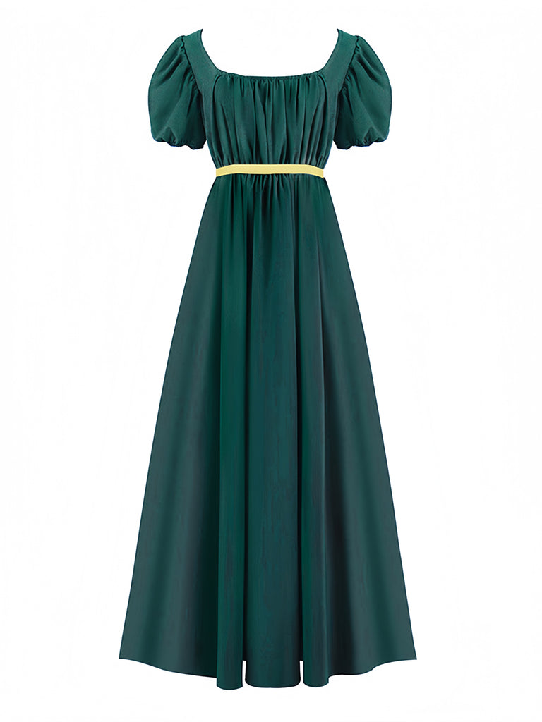 30er Kleid mit Empire-Taille und Kontrastgürtel