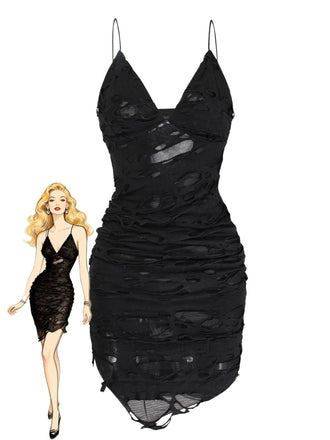 Schwarzes 60er Halloween Kleid mit Cutout