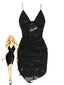 Schwarzes 60er Camikleid mit Destroyed-Effekt und Cut-Outs