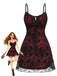 Rotes 60er Gothic Netzkleid mit Spaghettiträger