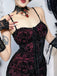 Rotes 60er Gothic Netzkleid mit Spaghettiträger