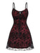 Rotes 60er Gothic Netzkleid mit Spaghettiträger