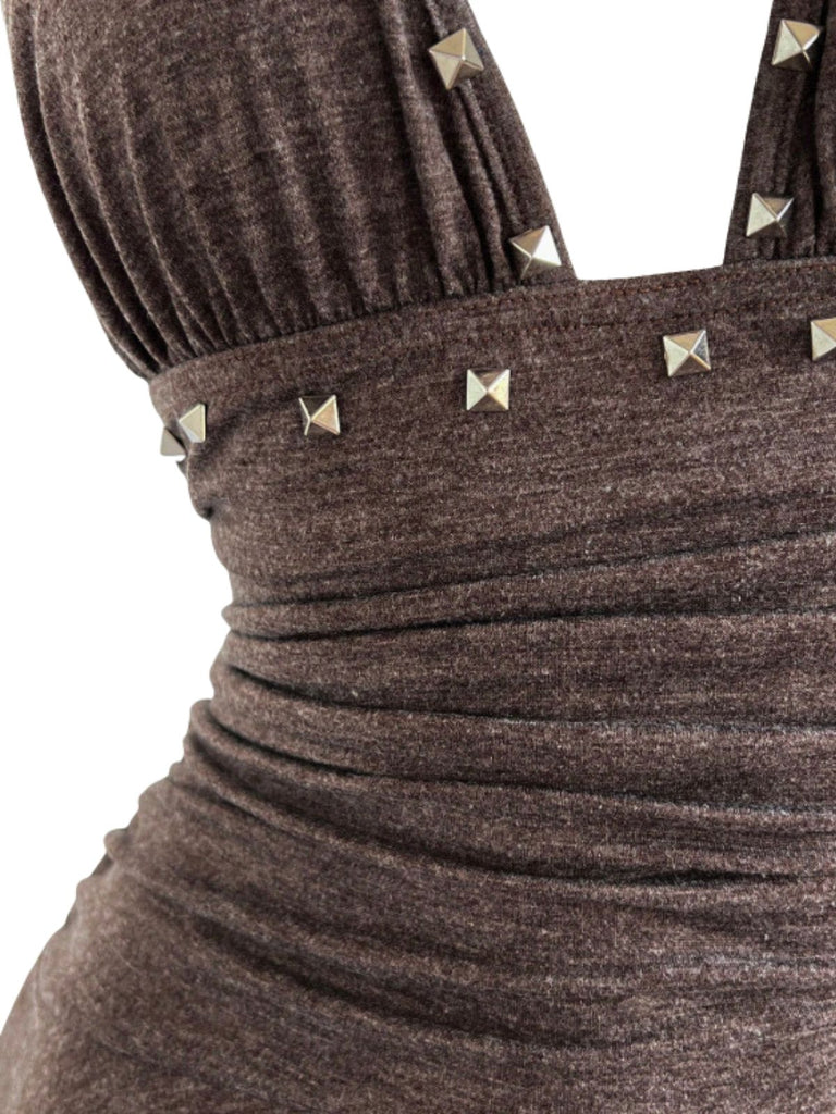60er Gothic Minikleid mit Neckholder und Rüschen