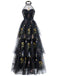 30er Netz-Maxikleid mit Neckholder und Blumen