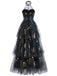 30er Netz-Maxikleid mit Neckholder und Blumen