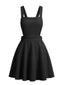 Schwarzes 60er Cord-Trägerkleid mit Rippenstruktur