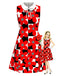 [Vorverkauf] Rotes 60er Mod-Kleid mit Karomuster und Blumen