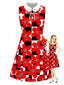 [Vorverkauf] Rotes 60er Mod-Kleid mit Karomuster und Blumen