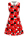 [Vorverkauf] Rotes 60er Mod-Kleid mit Karomuster und Blumen