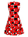 Rotes 60er Mod-Kleid mit Karo und Blumen