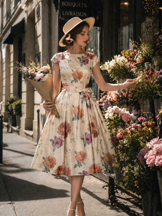 [Pre-Sale] 1950s Floral Vintage Classic Dress 4
