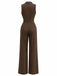 Brauner 40er Jumpsuit mit Schal-Kragen und Gürtel