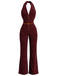 60er Cord-Jumpsuit mit Neckholder und V-Ausschnitt