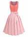 Rosa 50er Kleid mit Herzausschnitt und Knopfleiste
