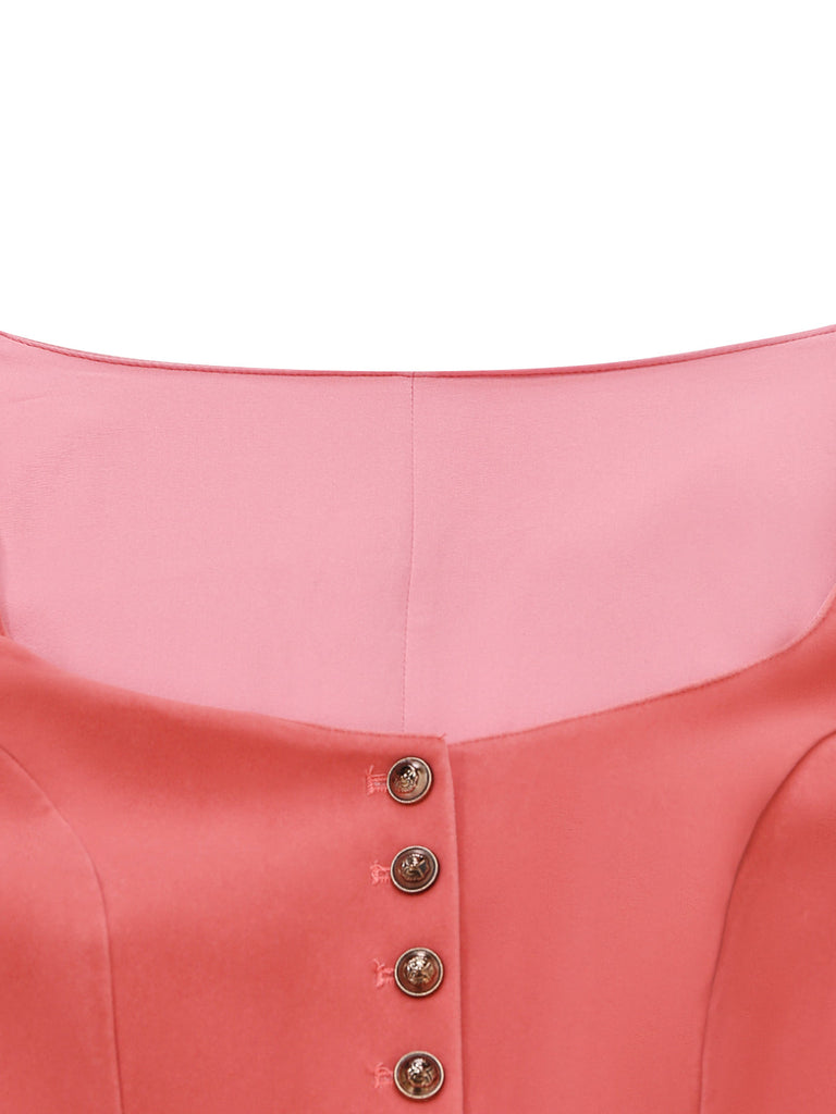 Rosa 50er Kleid mit Schürze und Herzausschnitt