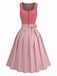Rosa 50er Oktoberfest-Dirndl-Set mit Samt-Detail und Schürze
