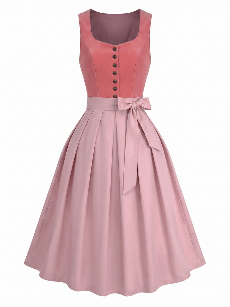 Rosa 50er Oktoberfest-Dirndl-Set mit Spitzentop und Schürze