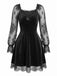 Schwarzes 50er Gothic Minikleid mit Samt und Spitze