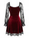 Schwarzes 50er Gothic Minikleid mit Samt und Spitze