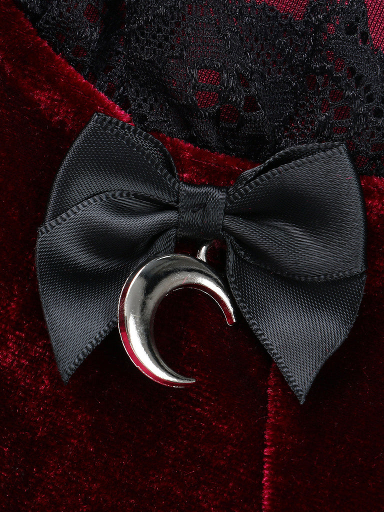 Schwarzes 50er Gothic Minikleid mit Samt und Spitze