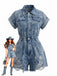 70er Jeans-Romper mit Fransen-Saum