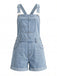 Hellblauer 50er Jeans-Romper mit Tasche und Rollen