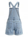 Hellblauer 50er Jeans-Romper mit Tasche und Rollen