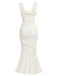 Elfenbeines 30er Kleid mit Blumen und Spitze