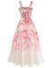Rosa 40er Ärmelloses Midikleid mit Blumen