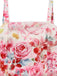 Rosa 40er Ärmelloses Midikleid mit Blumen