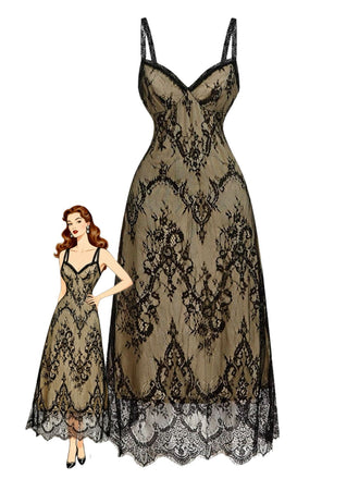 70er Kleid mit Spaghettiträger und Blumen