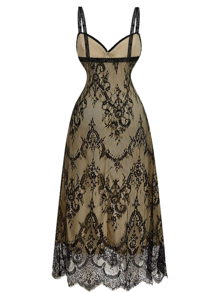 70er Kleid mit Spaghettiträger und Blumen