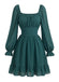 50er Chiffon-Smockkleid mit Eckiger Ausschnitt und Langarm